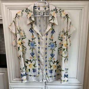 SIZE 1X - Rachel Zoe ladies s/s floral blouse